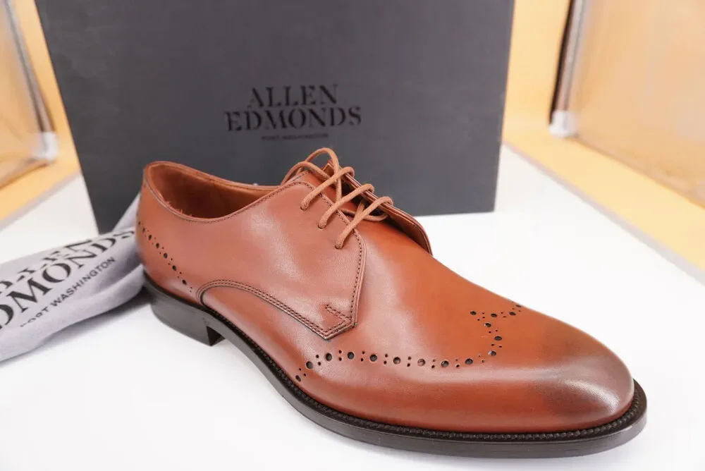 Allen Edmonds Lucca Toe Derby Oxford Men Shoes Size 9 Brown New $395